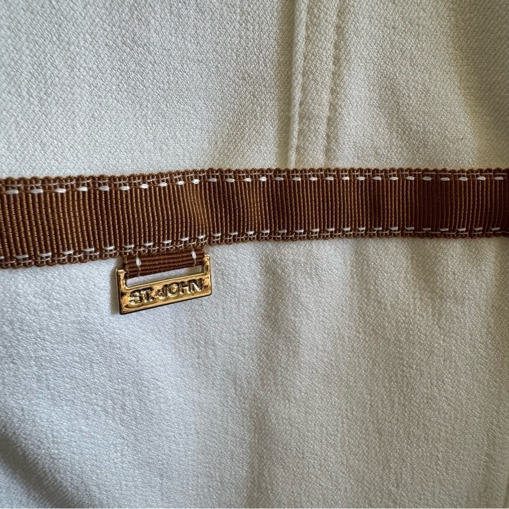 Vintage St. John Sport By Marie Gray White with Tan Trim Blazer size Small - Picture 6 of 9